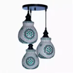 Mosaic Handmade Pendant Ceiling Hanging Light E27 - 3 lamps - Slate Shape - Image 2