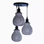 Mosaic Handmade Pendant Ceiling Hanging Light E27 - 3 lamps - Slate Shape - Image 2