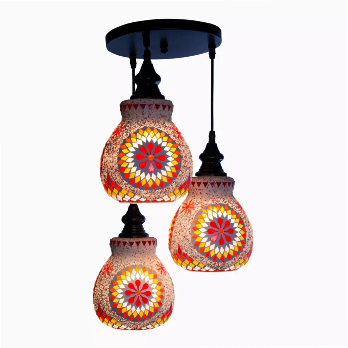 Mosaic Handmade Pendant Ceiling Hanging Light E27 - 3 lamps - Slate Shape